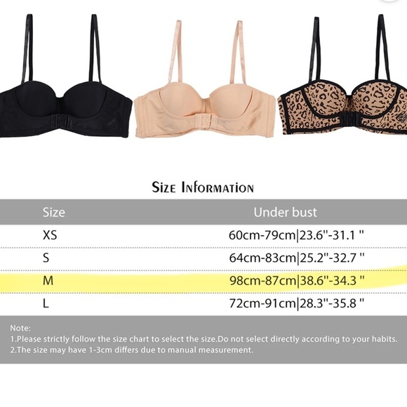 EFINNY Women's Sz M Bra Sexy Breast Enhancing Dual Closure Beige Bandeau Bra NEW - Picture 7 of 7